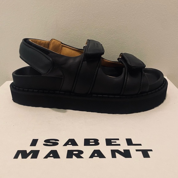 Isabel Marant Black Leather Madee Sandal 37 38 NWT - Picture 5 of 12